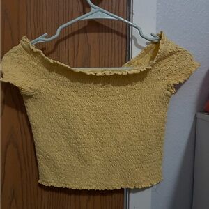 SO Mustard Smocked Crop Top